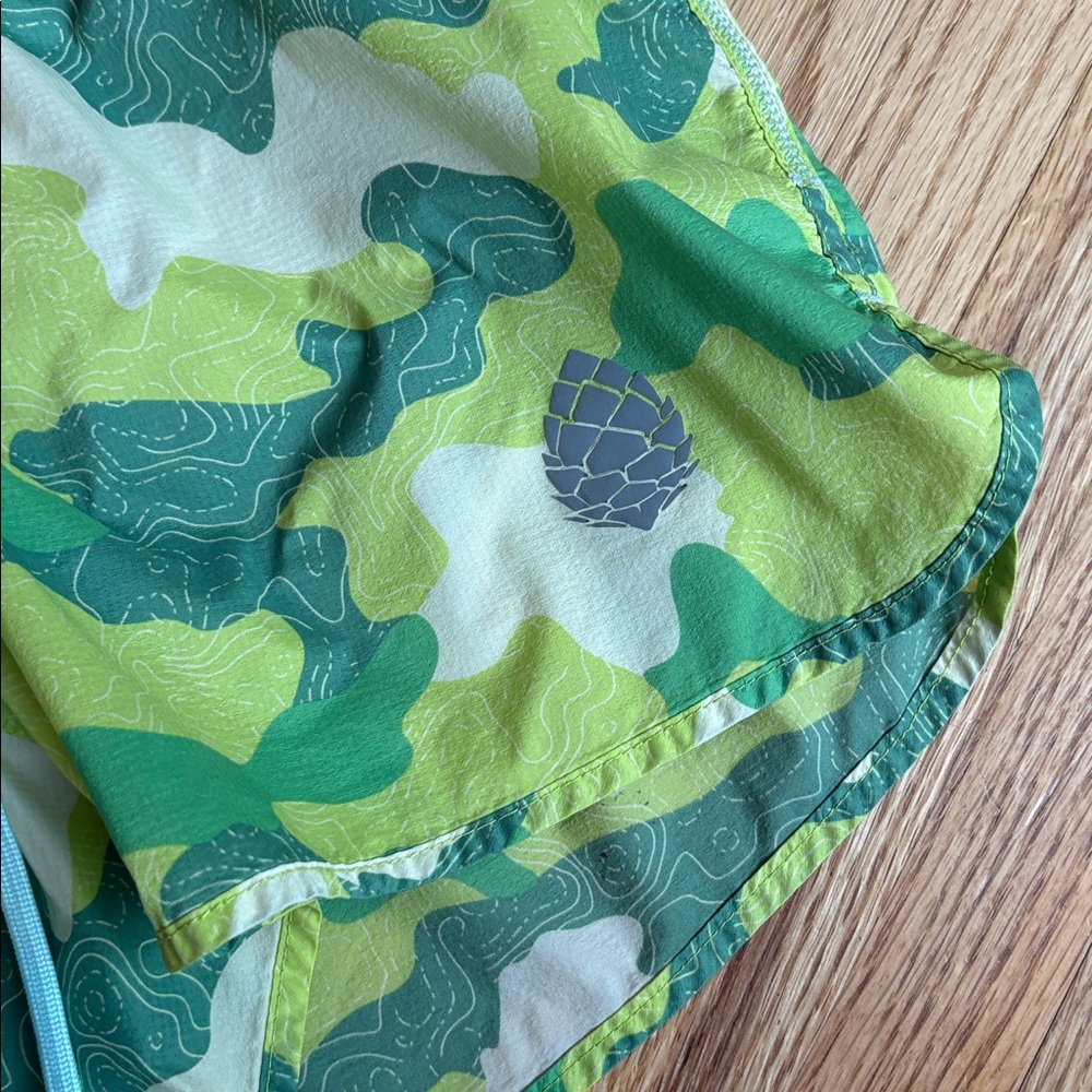 Stio small green camo Performance running Shorts - Picture 2 of 6